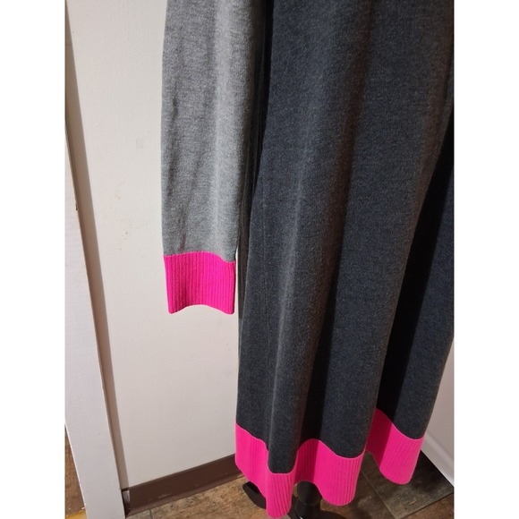 Eliza J Womens Color Block Knit Sweater Dress Grey Pink Long Sleeve Size L Zip - Picture 5 of 8